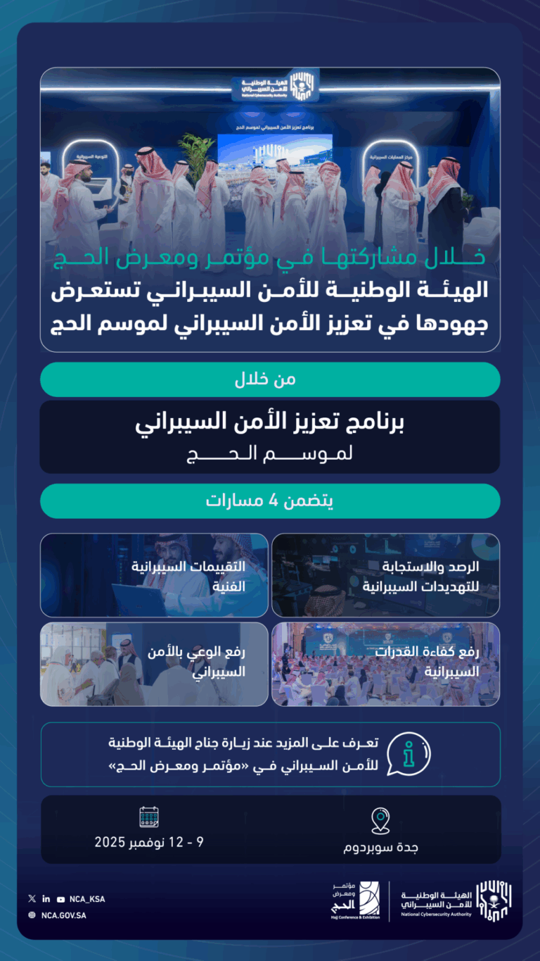 الهيئة-الوطنية-للأمن-السيبراني-تستعرض-جهودها-في-موسم-الحج-خلال-«مؤتمر-ومعرض-الحج»