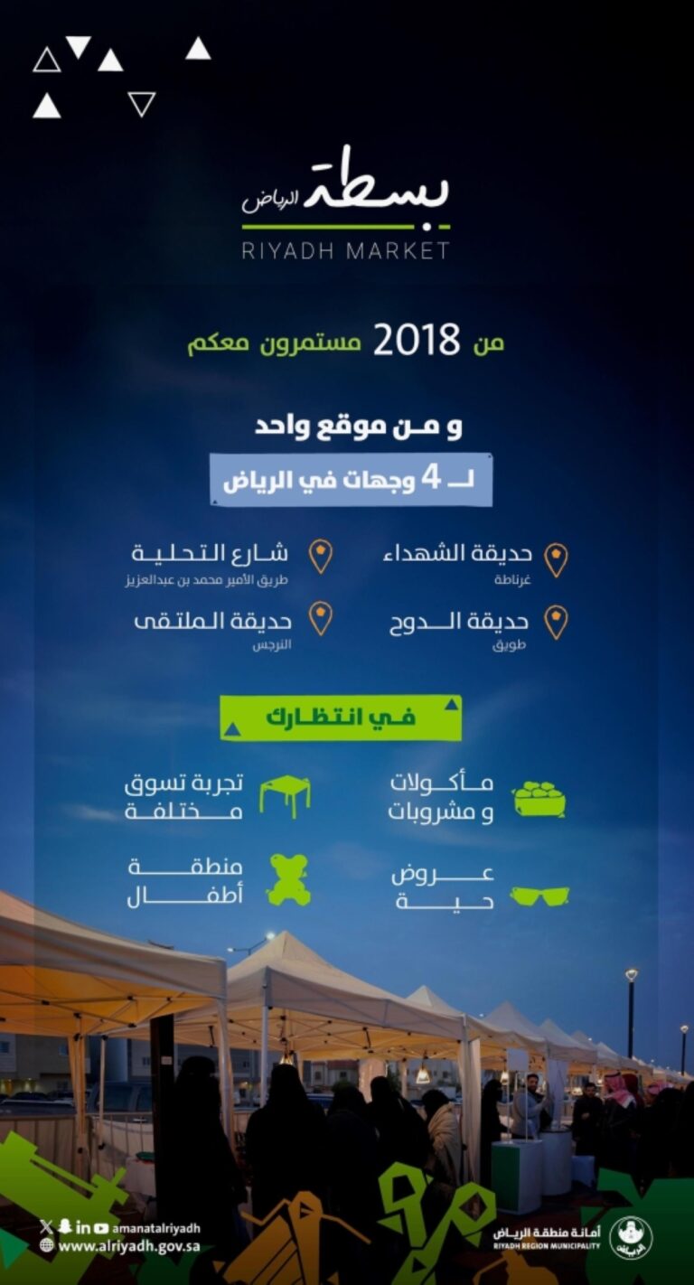 أمانة-الرياض-تعود-
بفعالية-«بسطة-الرياض»-في-4-مواقع-متفرقة