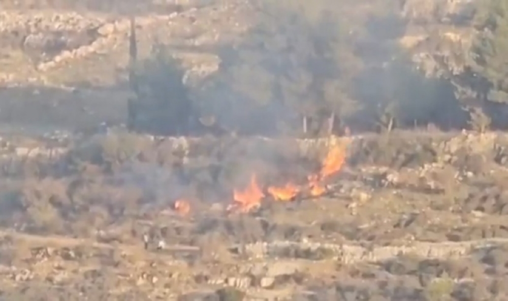 مستوطنون-يضرمون-النار-في-أراضي-الفلسطينيين-شمال-غرب-رام-الله