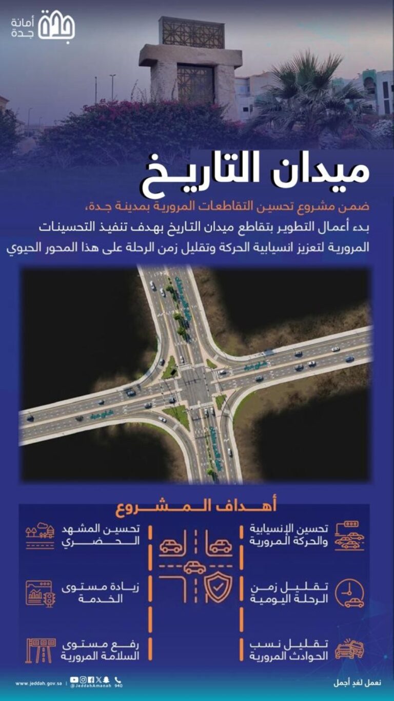 بدء-أعمال-تطوير-ميدان-التاريخ-لتعزيز-الانسيابية-المرورية-بجدة