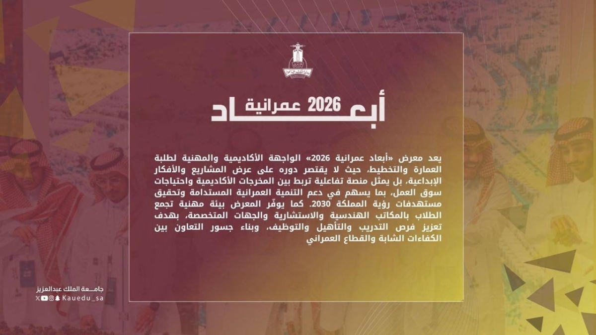 كلية-العمارة-والتخطيط-بجامعة-الملك-عبدالعزيز-تُنظم-معرض-”-أبعاد-عمرانية-2026”