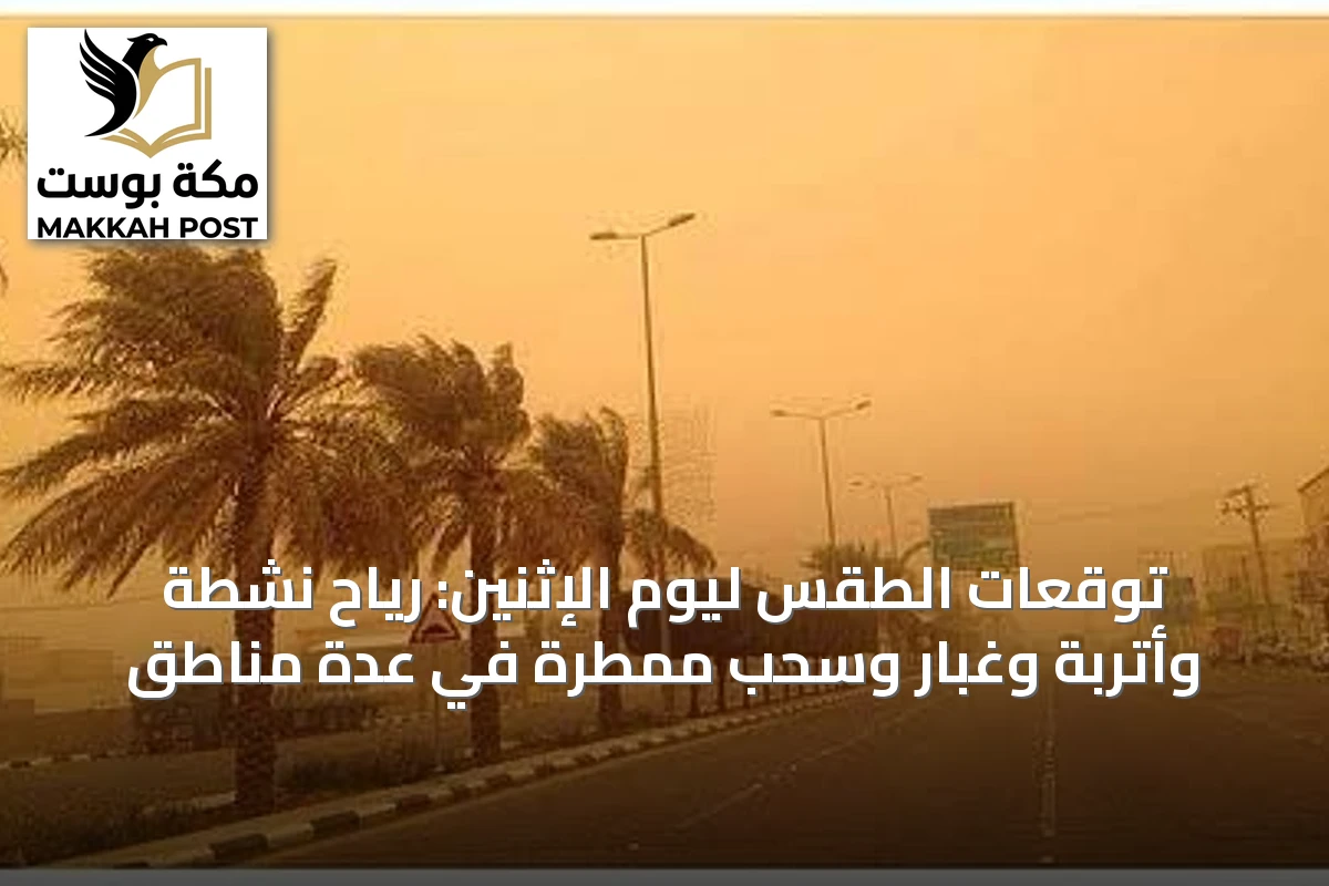 توقعات الطقس ليوم الإثنين: رياح نشطة وأتربة وغبار وسحب ممطرة في عدة مناطق