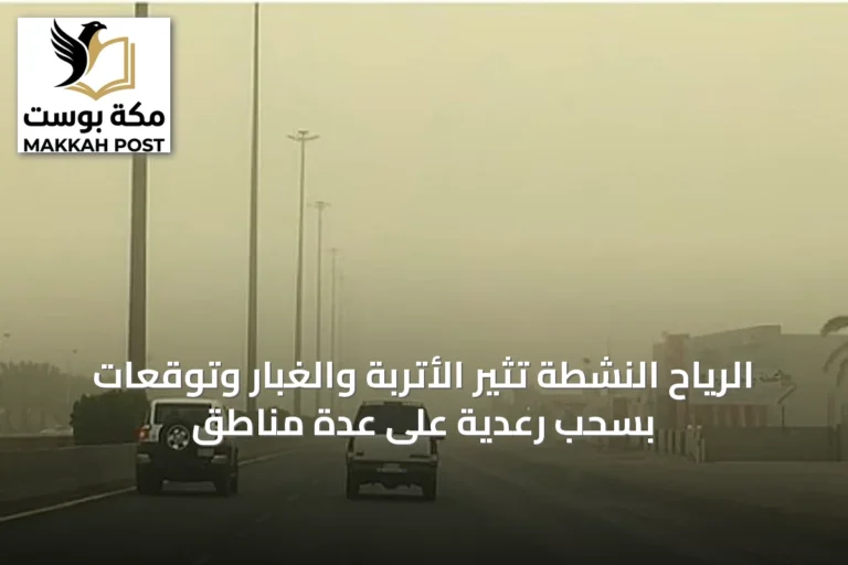 الرياح النشطة تثير الأتربة والغبار وتوقعات بسحب رعدية على عدة مناطق