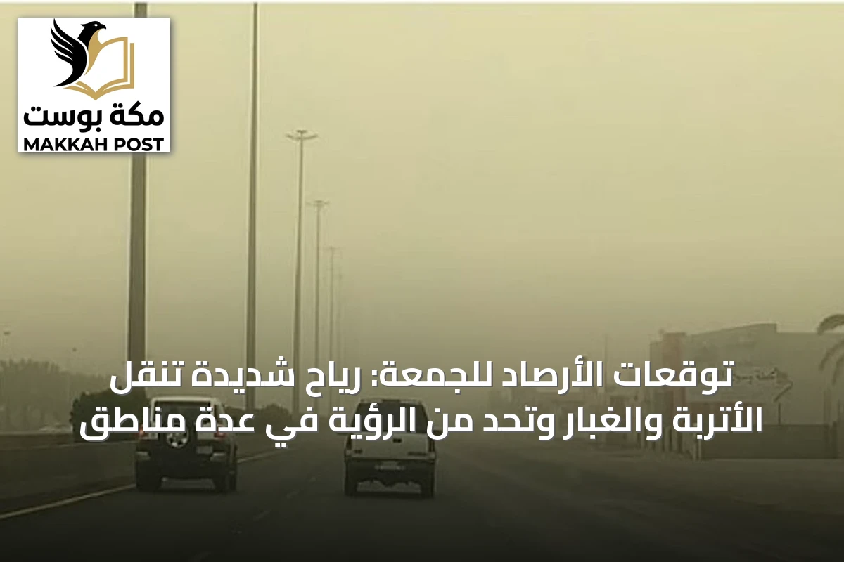 توقعات الأرصاد للجمعة: رياح شديدة تنقل الأتربة والغبار وتحدّ من الرؤية في عدة مناطق