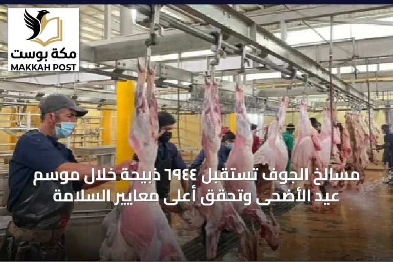 مسالخ الجوف تستقبل ٦٩٤٤ ذبيحة خلال موسم عيد الأضحى وتحقق أعلى معايير السلامة