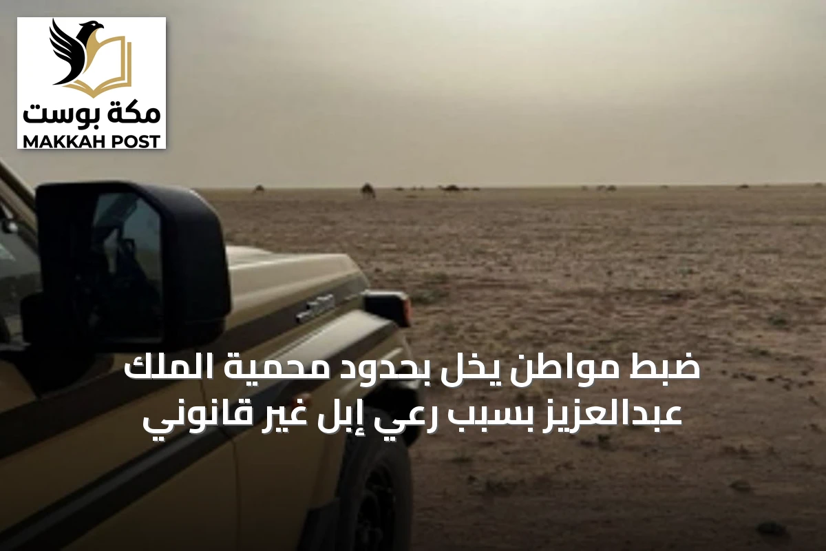 ضبط مواطن يخل بحدود محمية الملك عبدالعزيز بسبب رعي إبل غير قانوني