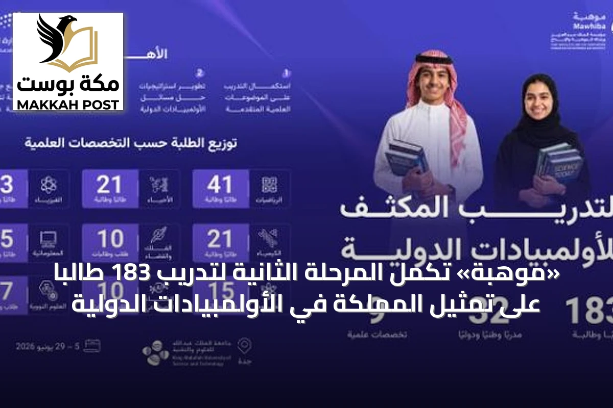 «موهبة» تُكمل المرحلة الثانية لتدريب 183 طالبًا على تمثيل المملكة في الأولمبيادات الدولية