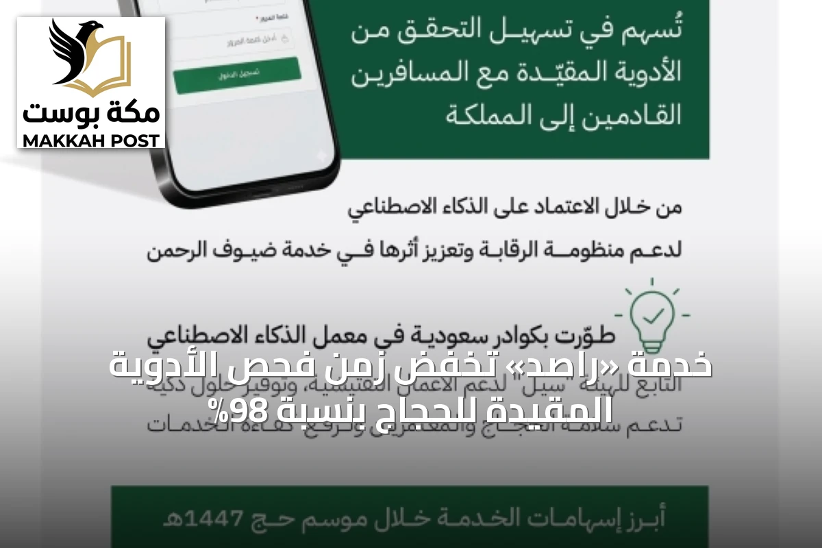 خدمة «راصد» تخفض زمن فحص الأدوية المقيدة للحجاج بنسبة 98%