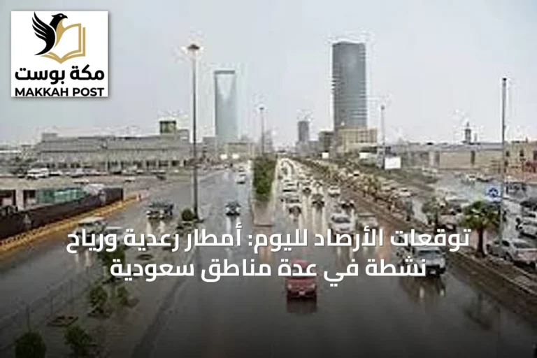 توقعات الأرصاد لليوم: أمطار رعدية ورياح نشطة في عدة مناطق سعودية