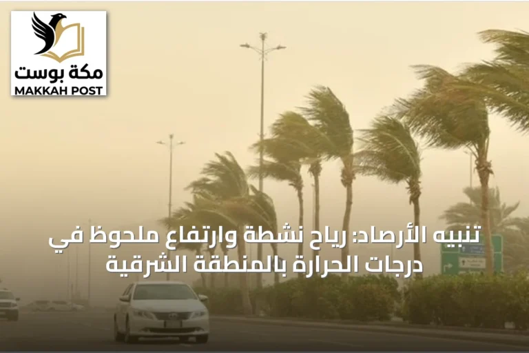 تنبيه الأرصاد: رياح نشطة وارتفاع ملحوظ في درجات الحرارة بالمنطقة الشرقية
