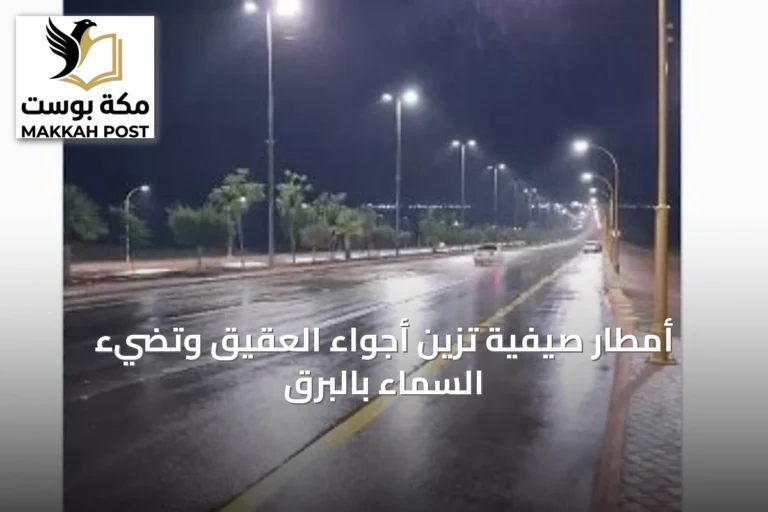 أمطار صيفية تزيّن أجواء العقيق وتضيء السماء بالبرق