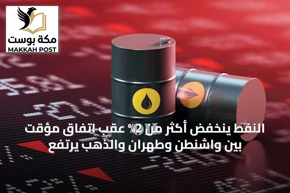 النفط ينخفض أكثر من 2% عقب اتفاق مؤقت بين واشنطن وطهران والذهب يرتفع