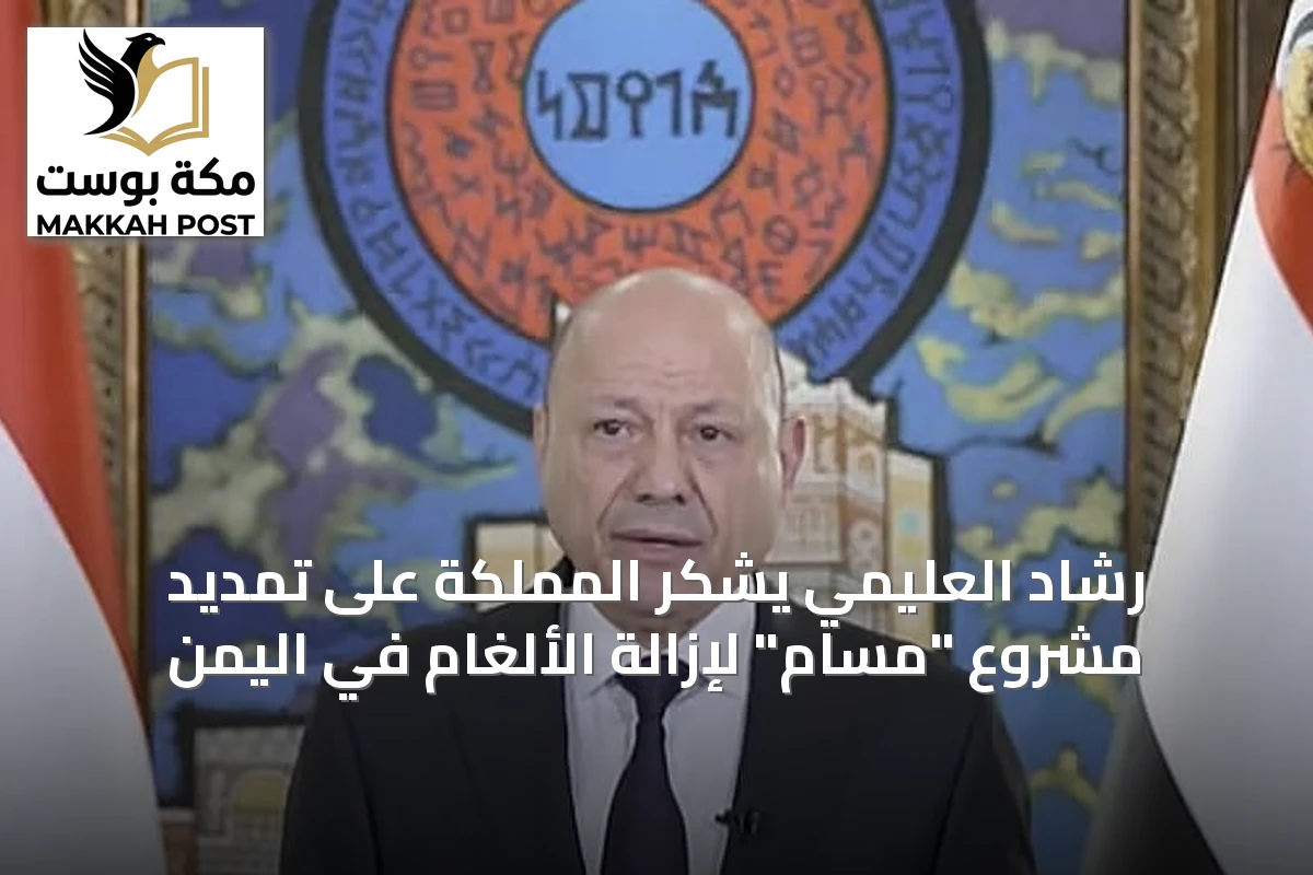 رشاد العليمي يشكر المملكة على تمديد مشروع "مسام" لإزالة الألغام في اليمن