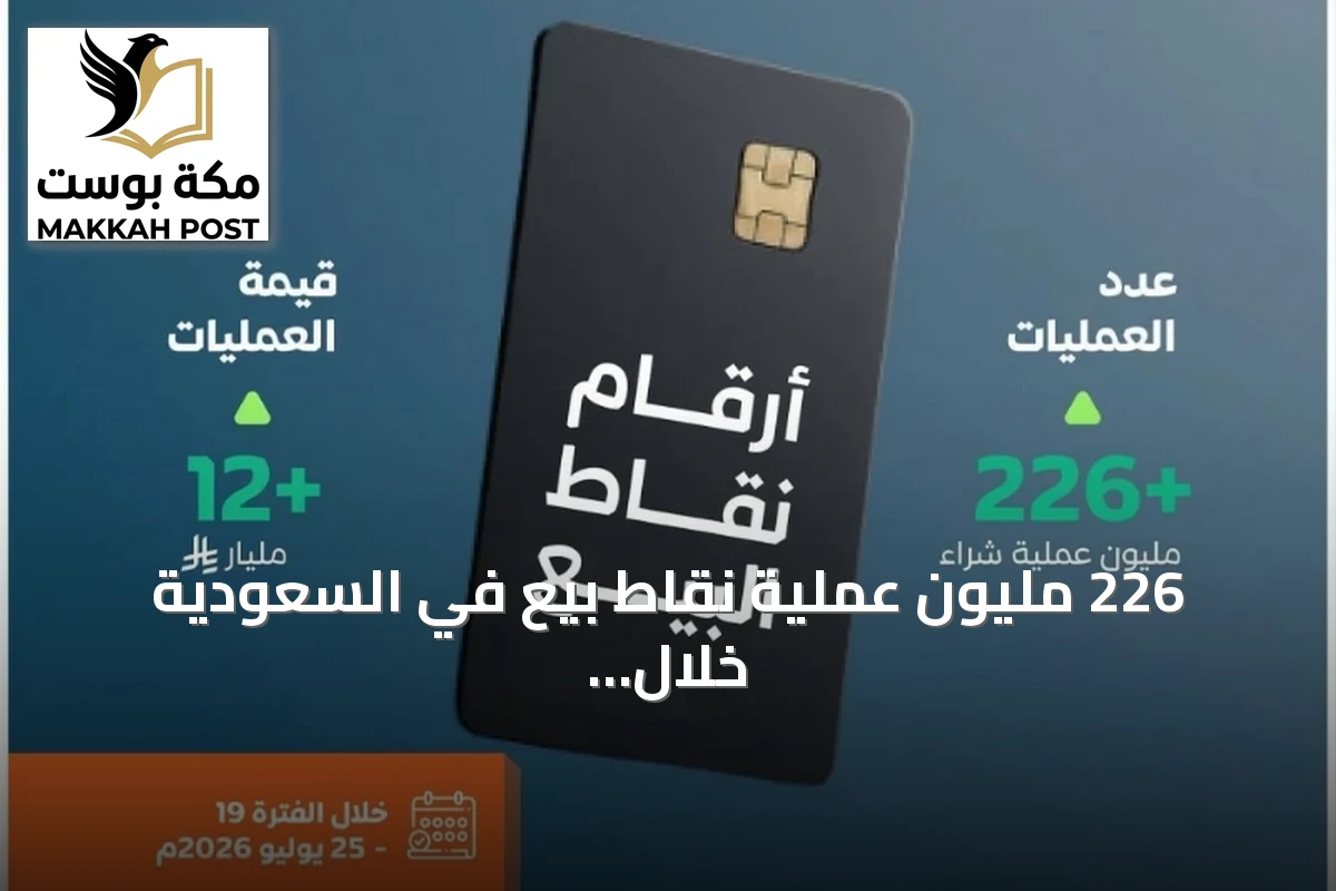 226 مليون عملية نقاط بيع في السعودية خلال أسبوع بقيمة تتجاوز 12 مليار ريال