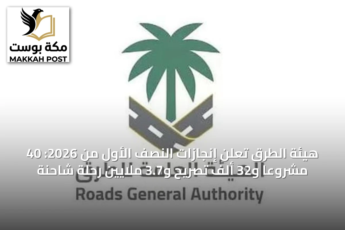 هيئة الطرق تعلن إنجازات النصف الأول من 2026: 40 مشروعاً و32 ألف تصريح و3.7 ملايين رحلة شاحنة