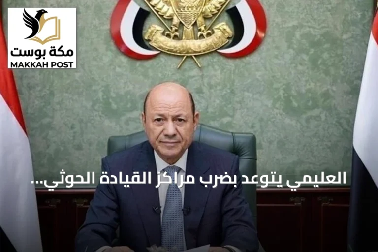 العليمي يتوعد بضرب مراكز القيادة الحوثي ويطالب المجتمع الدولي بدور أقوى