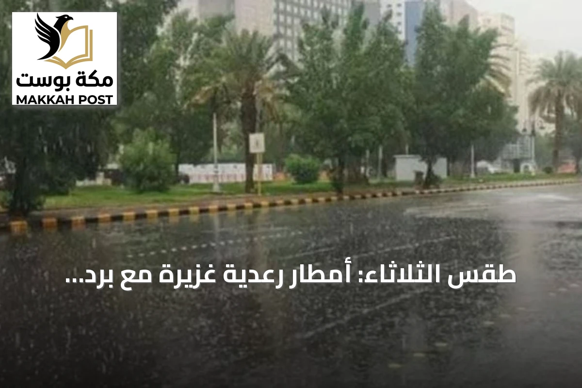 طقس الثلاثاء: أمطار رعدية غزيرة مع برد ورياح نشطة على مناطق جنوب وغرب السعودية