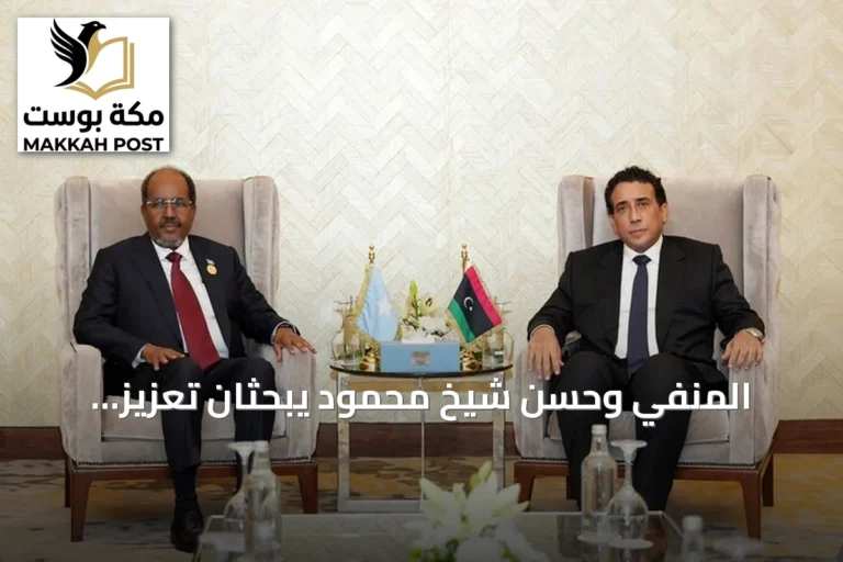 المنفي وحسن شيخ محمود يبحثان تعزيز التعاون الليبي الصومالي