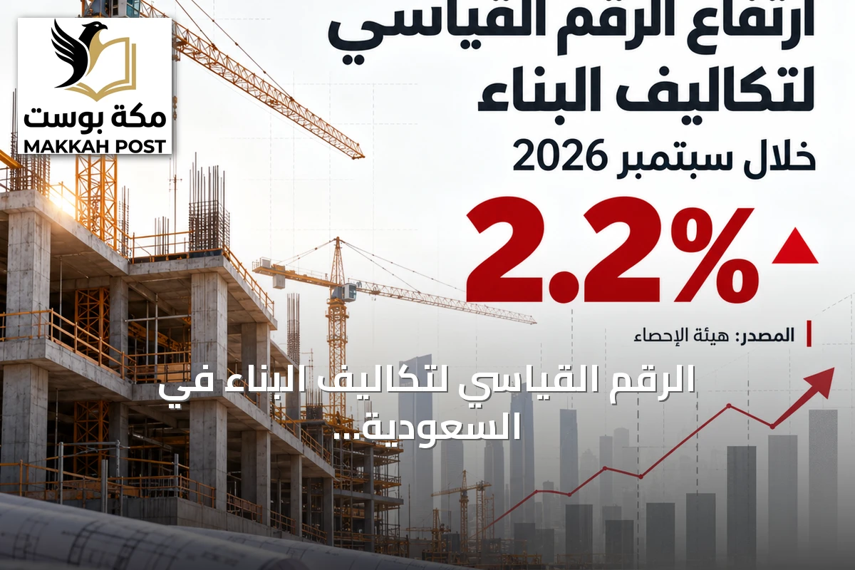 الرقم القياسي لتكاليف البناء في السعودية يرتفع 2.2% خلال سبتمبر 2026